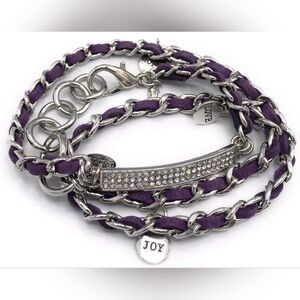 Purple Leather and Metal Bracelet